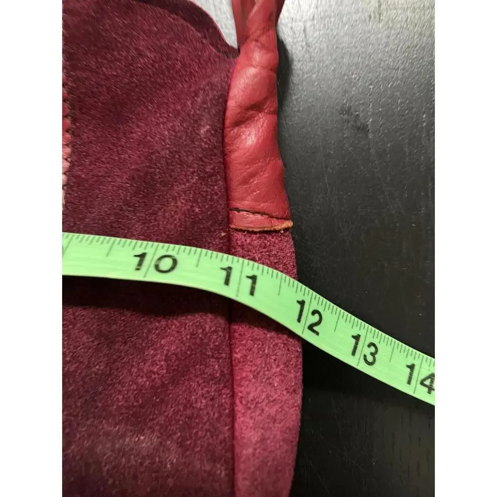Burgundy‎ Suede and Leather Shoulder Bag OS